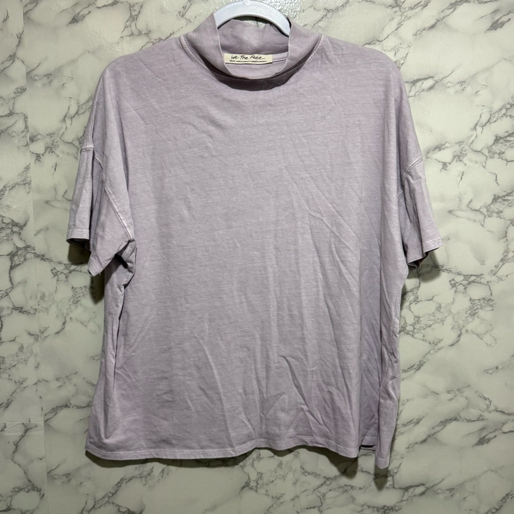 NEW We The Free Light Purple Mock Neck Tee S - Picture 2 of 9
